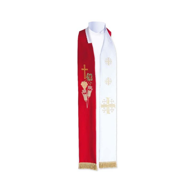 Stuła kapłańska dwustronna krzyż, kłosy (K6) - Stuła kapłańska dwustronna krzyż, kłosy (K6)
