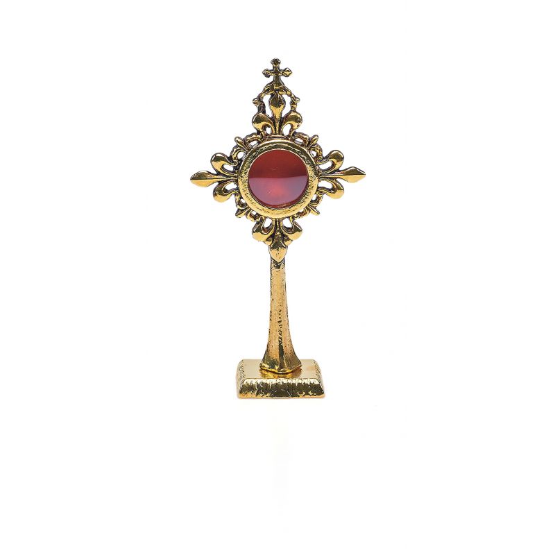 Relikwiarz z brązu, pozłacany 19,5 cm - Relikwiarz z brązu, pozłacany 19,5 cm