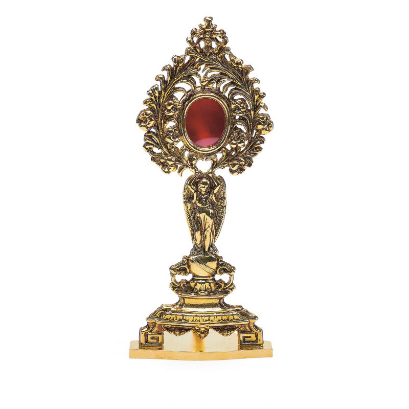 Relikwiarz z brązu, pozłacany 32 cm - Relikwiarz z brązu, pozłacany 32 cm