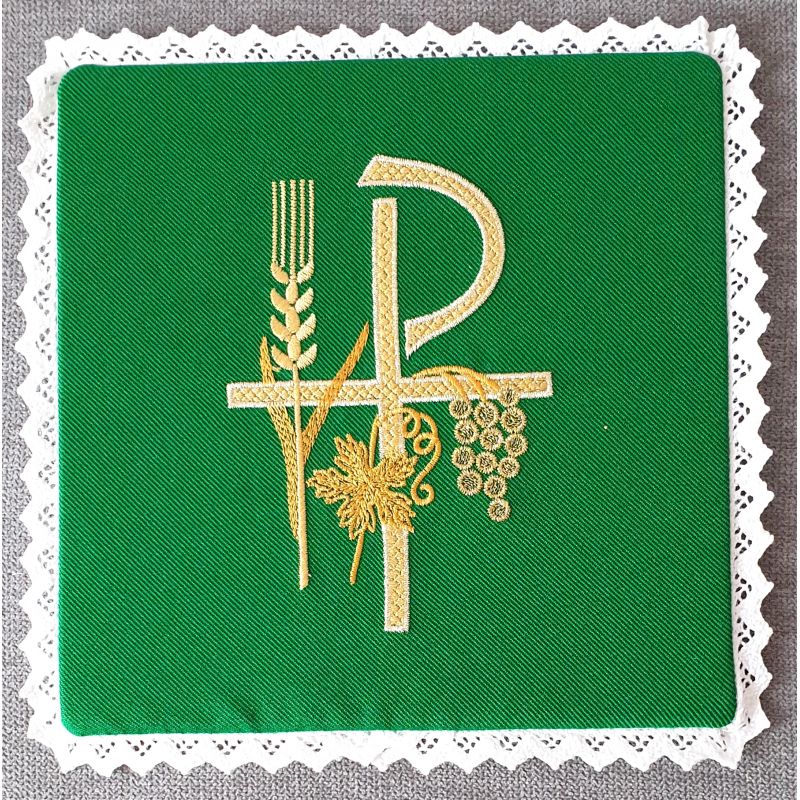 Palka haftowana zielona - P, kłos, winogrona - Palka haftowana zielona - P, kłos, winogrona