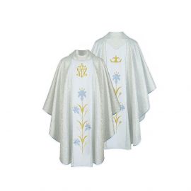 Ornat haftowany Maryjny srebrny (29) - Ornaty Maryjne