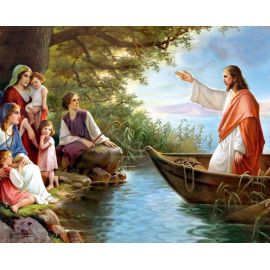 Obrazek 20x25 - Jezus na łodzi - OBRAZY RELIGIJNE