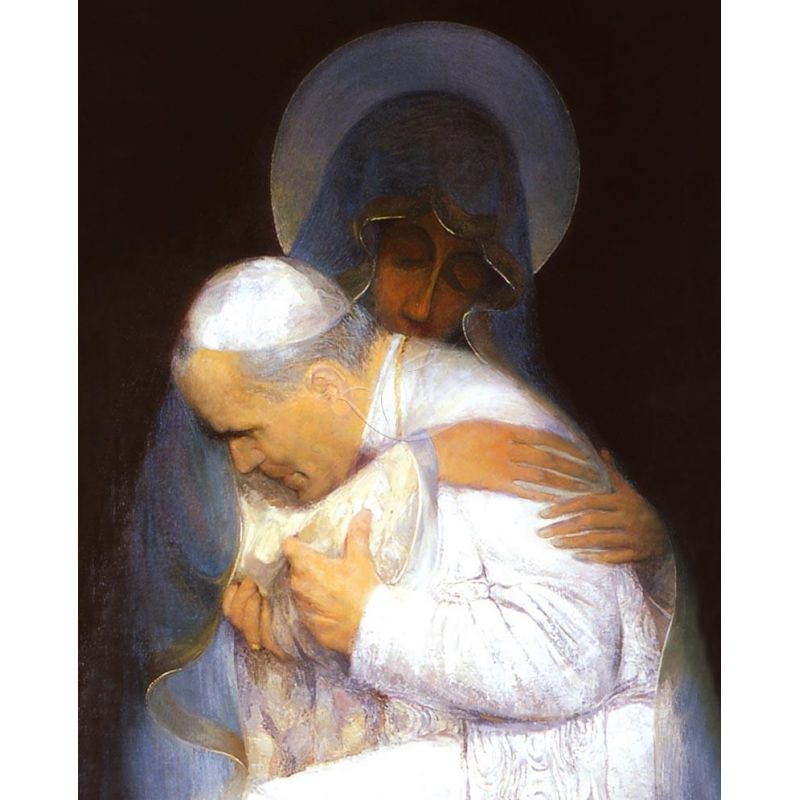 Obrazek 20x25 - Św. Jan Paweł II i Matka Boża - Obrazek 20x25 - Św. Jan Paweł II i Matka Boża