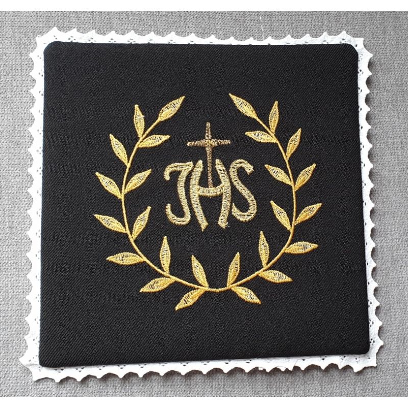 Palka haftowana czarna IHS + ornament - Palka haftowana czarna IHS + ornament