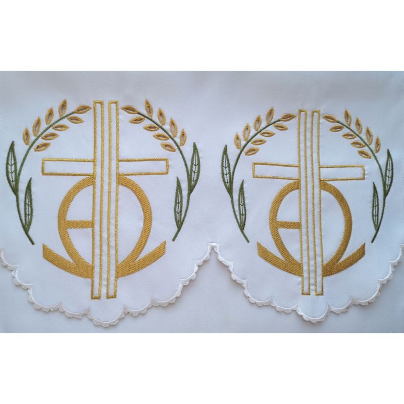 Obrus ołtarzowy haftowany - wzór eucharystyczny (182) - Obrus ołtarzowy haftowany - wzór eucharystyczny (182)