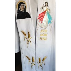 Stuła haftowana  Jezus Miłosierny, Święta Faustyna - zdjęcie 4 - Stuła haftowana  Jezus Miłosierny, Święta Faustyna
