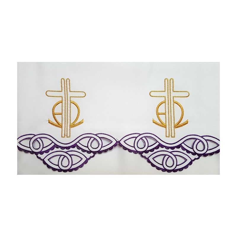 Obrus ołtarzowy haftowany - wzór eucharystyczny (194) - Obrus ołtarzowy haftowany - fioletowy ornament (56)