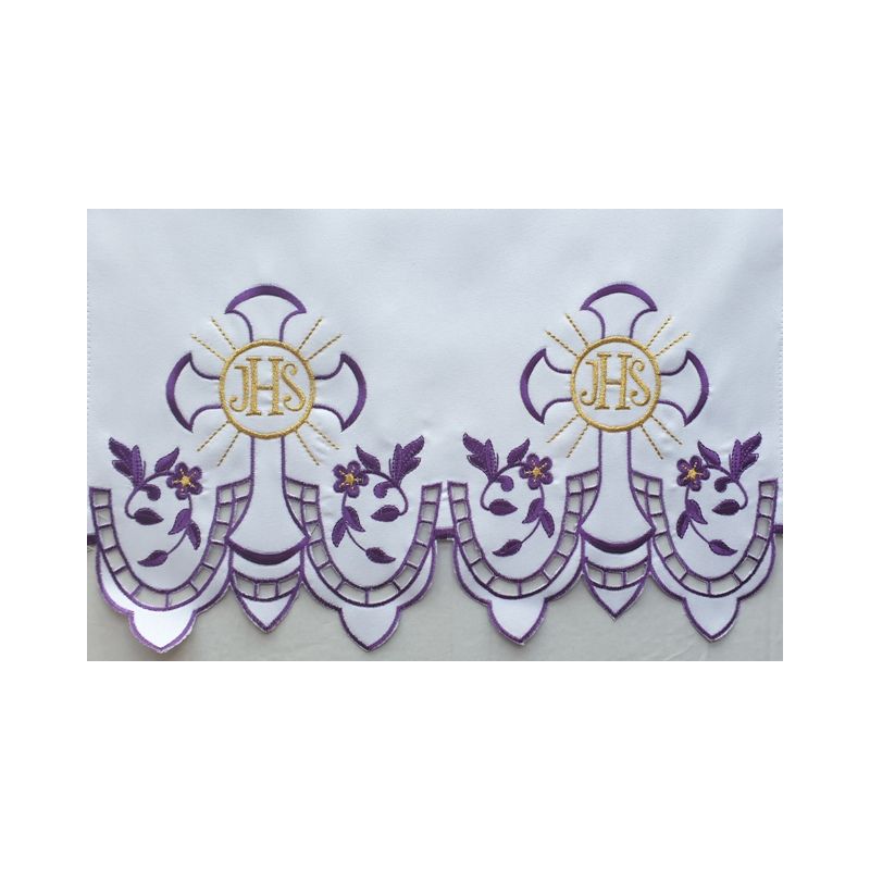Obrus ołtarzowy haftowany - wzór eucharystyczny (201) - Obrus ołtarzowy haftowany - wzór eucharystyczny (201)