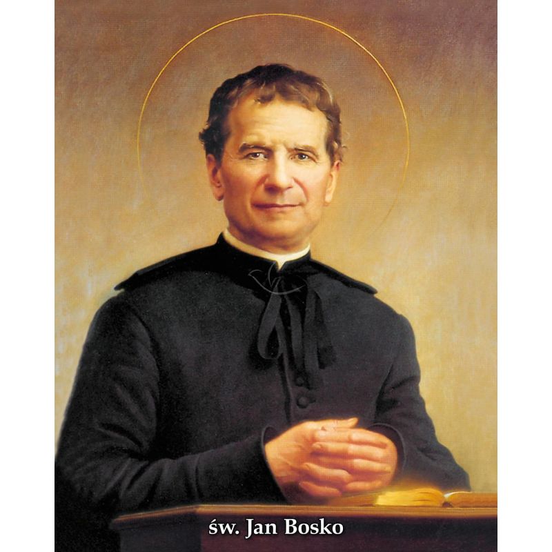 Święty Jan Bosko - Ikona dwustronna z modlitwą format A5 - Święty Jan Bosko - Ikona dwustronna z modlitwą format A5