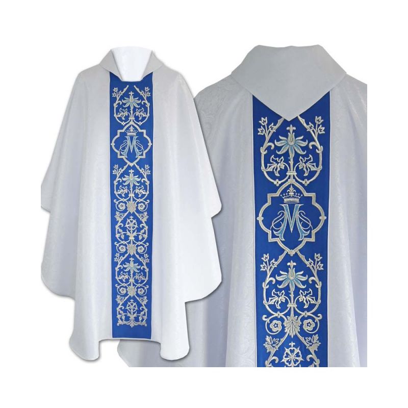 Ornat Maryjny gotycki, biały żakard - Ornat Maryjny gotycki, biały żakard