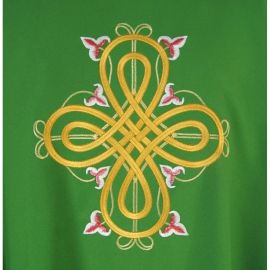 Ornat gotycki zielony haftowany - tkanina gładka (37) - zdjęcie 3 - Ornat gotycki zielony haftowany - tkanina gładka (37)