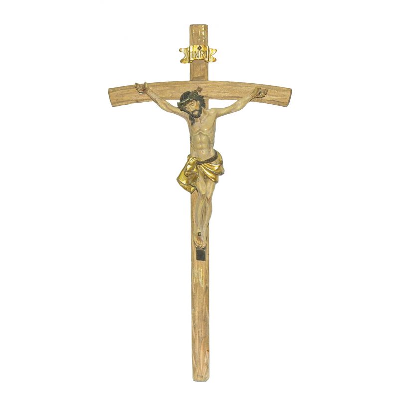 Krzyż drewniany 25x13 cm - pasyjka z masy żywicznej - Krzyż drewniany 25x13 cm - pasyjka z masy żywicznej