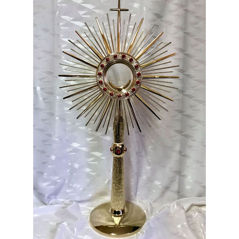 Monstrancja mosiężna, pozłacana - 66 cm (D6) - Monstrancja mosiężna, pozłacana - 66 cm (D6)