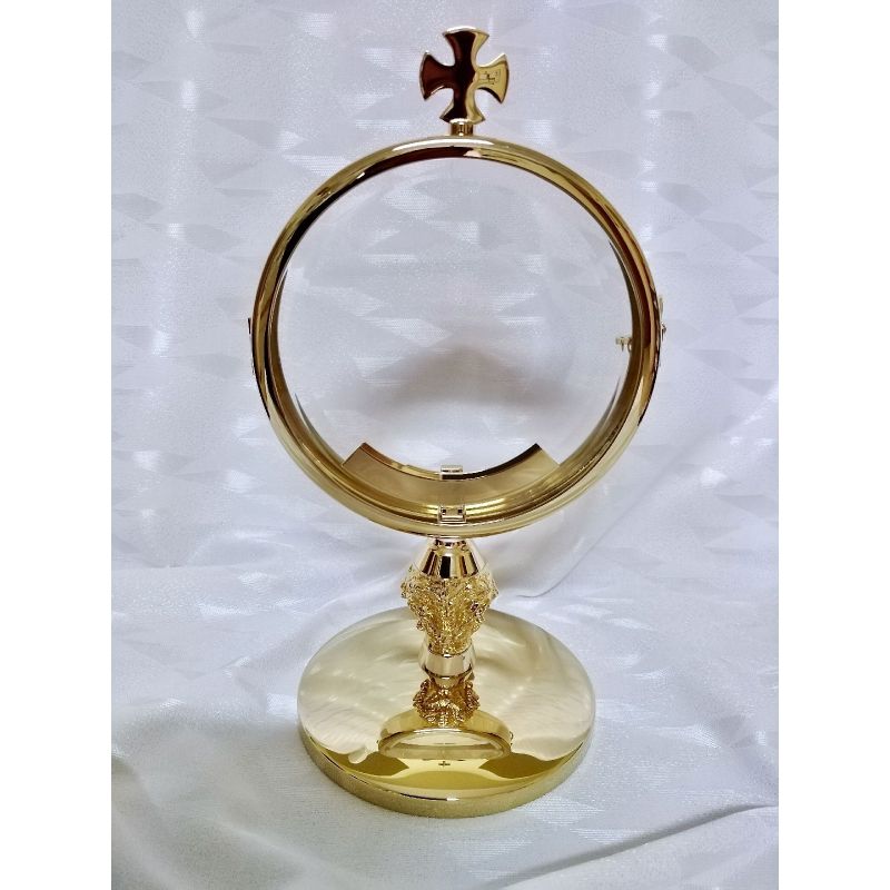 Monstrancja mosiężna luna 16 cm, pozłacana - 29 cm (D19) - Monstrancja mosiężna luna 16 cm, pozłacana - 29 cm (D19)