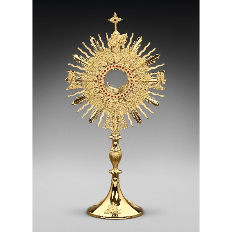 Monstrancja mosiężna, pozłacana - 73 cm (D21) - Monstrancja mosiężna, pozłacana - 73 cm (D21)