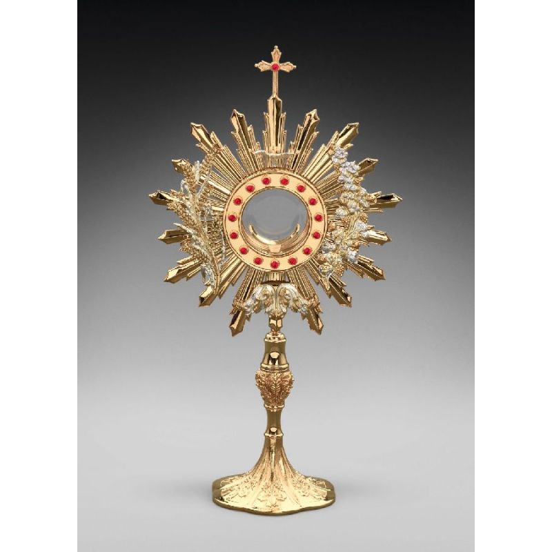 Monstrancja mosiężna, pozłacana - 59 cm (D25) - Monstrancja mosiężna, pozłacana - 59 cm (D25)