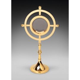 Monstrancja mosiężna luna 16 cm, pozłacana - 66 cm (D31) - MONSTRANCJE