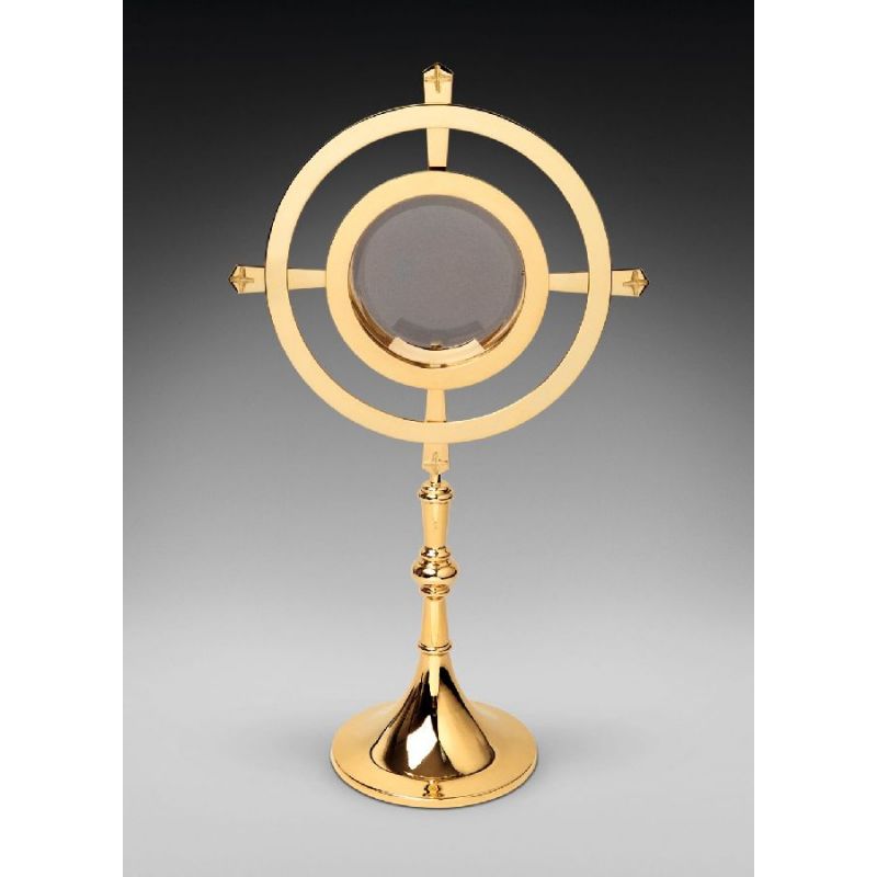 Monstrancja mosiężna luna 16 cm, pozłacana - 66 cm (D31) - Monstrancja mosiężna luna 16 cm, pozłacana - 66 cm (D31)