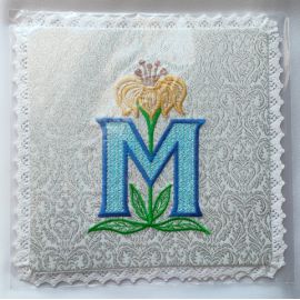 Palka haftowana wzór maryjny M (4) - kolor niebieski