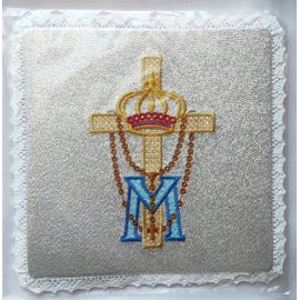Palka haftowana wzór maryjny M (6) - kolor biały, srebrny