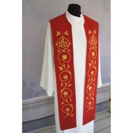 Stuła kapłańska eucharystyczna IHS - 4 kolory do wyboru - zdjęcie 2 - Stuła kapłańska eucharystyczna IHS - 3 kolory