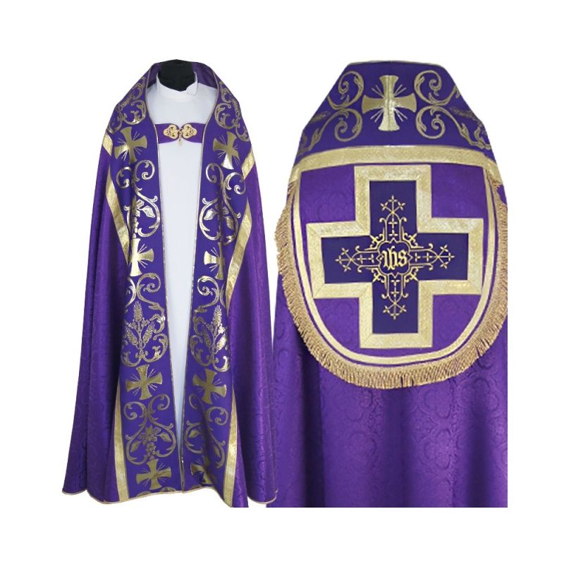 Kapa rzymska, kolory liturgiczne - tkanina żakard (10) - Kapa rzymska, kolory liturgiczne - tkanina żakard (10)