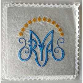 Palka haftowana wzór maryjny M (11) - kolor biały, srebrny
