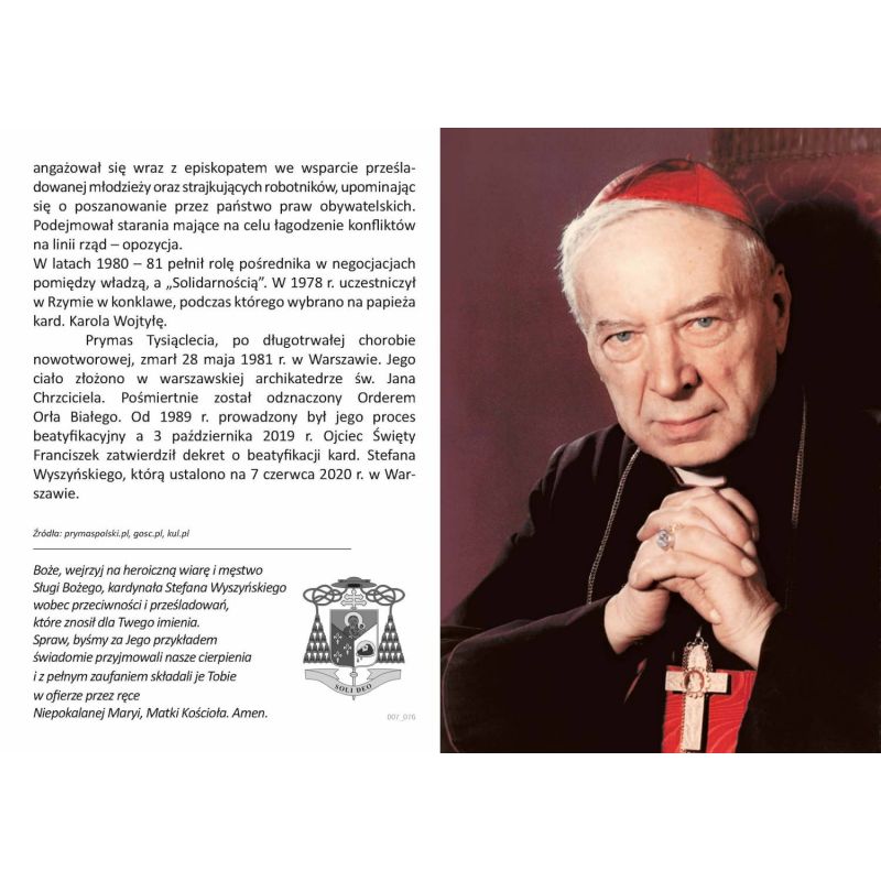 Folder rozkładany — Kardynał Stefan Wyszyński - Folder rozkładany — Kardynał Stefan Wyszyński