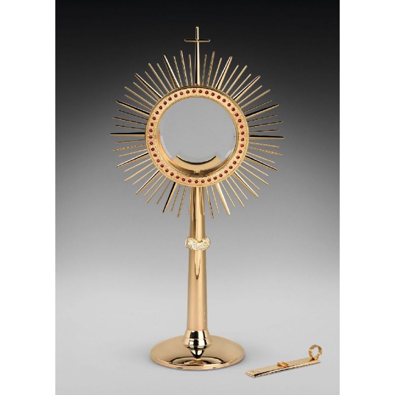 Monstrancja mosiężna, pozłacana - 64 cm (D36) - Monstrancja mosiężna, pozłacana - 64 cm (D36)