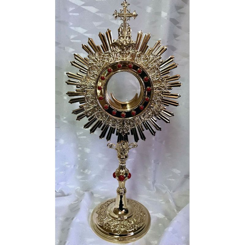Monstrancja mosiężna, pozłacana - 53 cm (D42) - Monstrancja mosiężna, pozłacana - 53 cm (D42)
