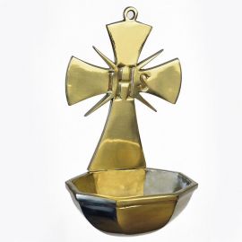 Kropielnica kościelna, odlew mosiężny 27 cm  (2) - KROPIELNICE