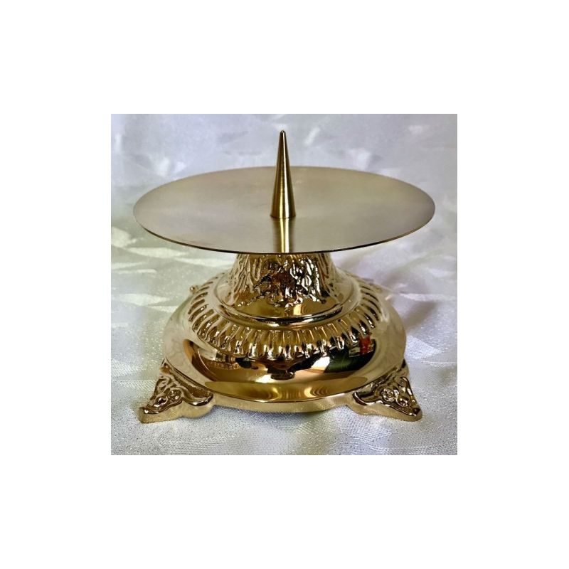 Świecznik ołtarzowy 8 cm, mosiężny, pozłacany (3) - Świecznik ołtarzowy 8 cm, mosiężny, pozłacany (3)
