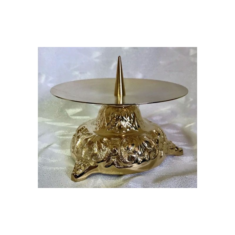 Świecznik ołtarzowy 8 cm, mosiężny, pozłacany (4) - Świecznik ołtarzowy 8 cm, mosiężny, pozłacany (4)