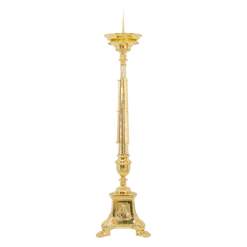 Lichtarz mosiężny, bogato zdobiony - 80 cm - Lichtarz mosiężny bogato zdobiony - 80 cm
