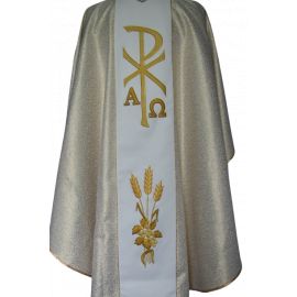 Ornat haftowany komunijny, haft wypukły - kielich, kłosy - zdjęcie 2 - Ornat haftowany komunijny, haft wypukły - kielich, kłosy