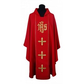 Ornat haftowany IHS + Krzyż - kolory liturgiczne - zdjęcie 3 - Ornat haftowany IHS + Krzyż - kolory liturgiczne