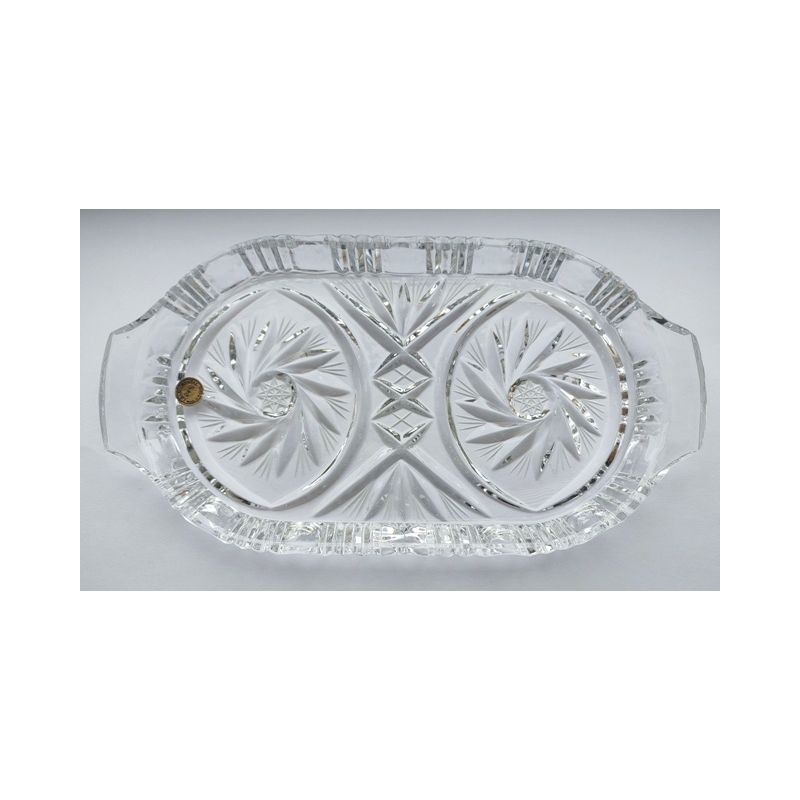 Taca kryształowa pod ampułki z uszami 24 x 13 cm - Taca kryształowa pod ampułki z uszami 24 x 13 cm