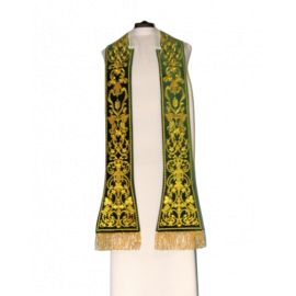 Stuła rzymska haftowana - materiał aksamit- kolory liturgiczne - zdjęcie 2 - Stuła rzymska haftowana - materiał aksamit- kolory liturgiczne
