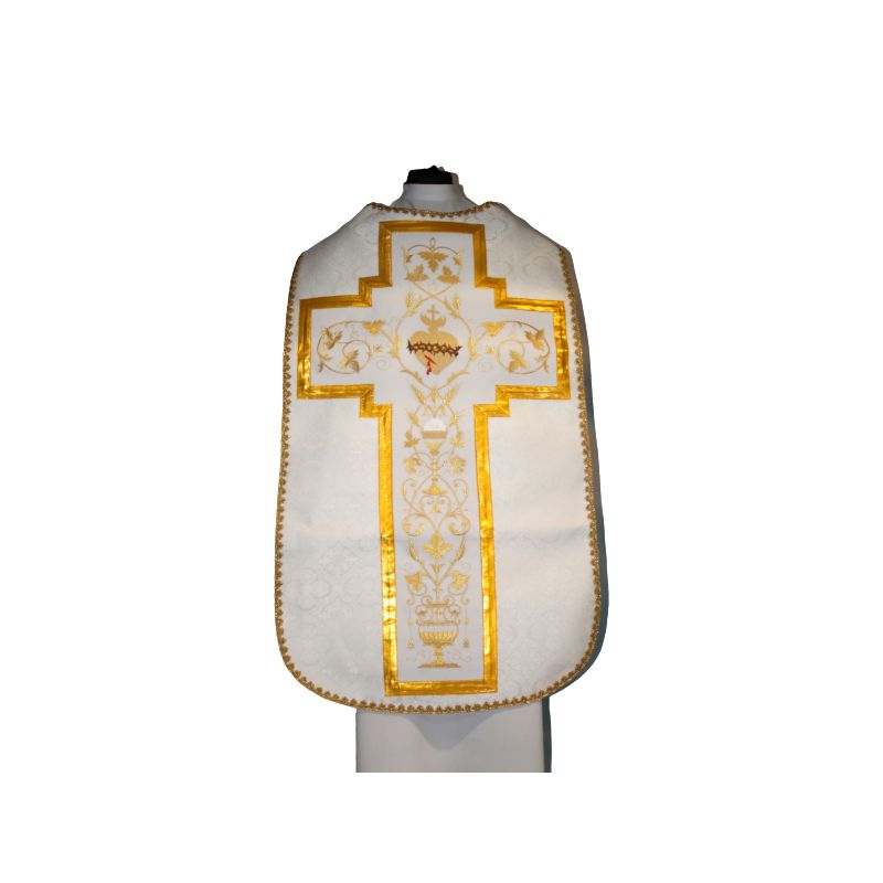 Ornat rzymski biały Serce Pana Jezusa (49) - Ornat rzymski biały Serce Pana Jezusa (49)