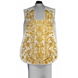 Ornat rzymski biały haftowany motyw eucharystyczny, aksamit (73) - zdjęcie 2 - Ornat rzymski biały haftowany motyw eucharystyczny, aksamit (73)