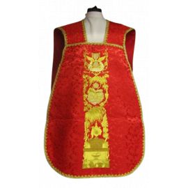 Ornat rzymski haftowany czerwony, Alfa i Omega (64) - zdjęcie 2 - Ornat rzymski haftowany czerwony, Alfa i Omega (64)