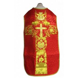 Ornat rzymski haftowany czerwony, Alfa i Omega (64)