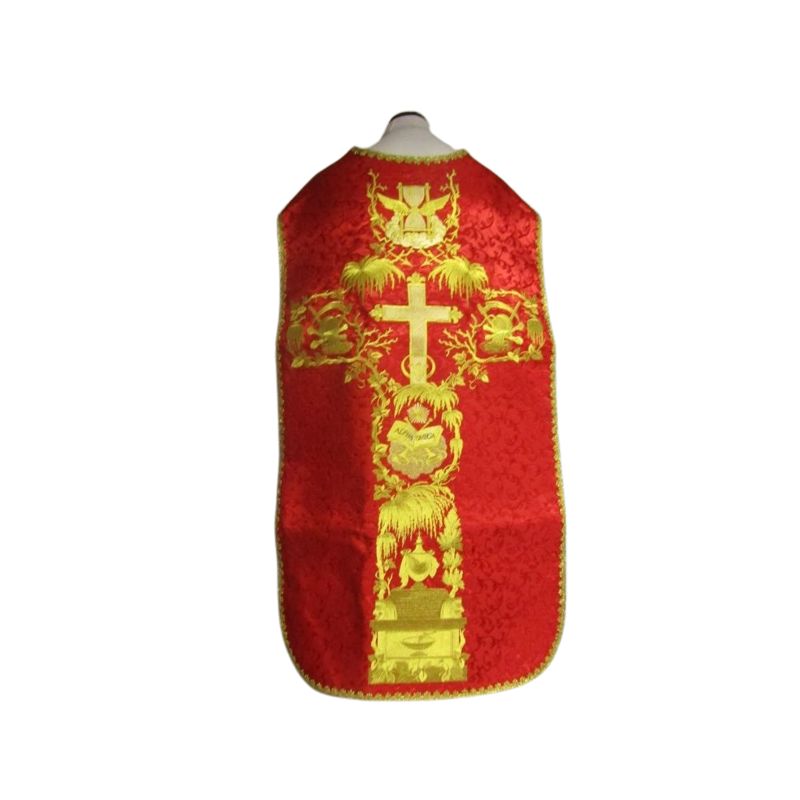 Ornat rzymski haftowany czerwony, Alfa i Omega (64) - Ornat rzymski haftowany czerwony, Alfa i Omega (64)