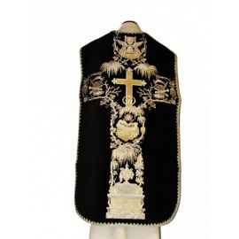 Ornat rzymski haftowany czarny, Alfa i Omega (63)