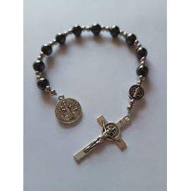 Dziesiątka różańca - Św. Benedykt (hematyt - 8 mm) - zdjęcie 3 - Dziesiątka różańca - Św. Benedykt (hematyt - 8 mm)