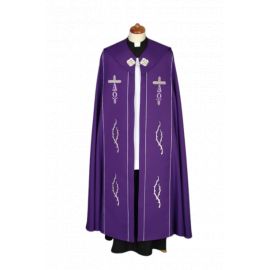 Kapa fioletowa Alfa i Omega haftowana (72) - KAPY LITURGICZNE