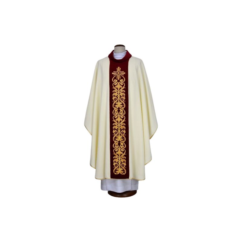 Ornat ecru haftowany - krzyż, ornament (19) - Ornat ecru haftowany - krzyż, ornament (19)