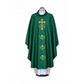Ornat zielony haftowany, tkanina adamaszek - Krzyż (22)