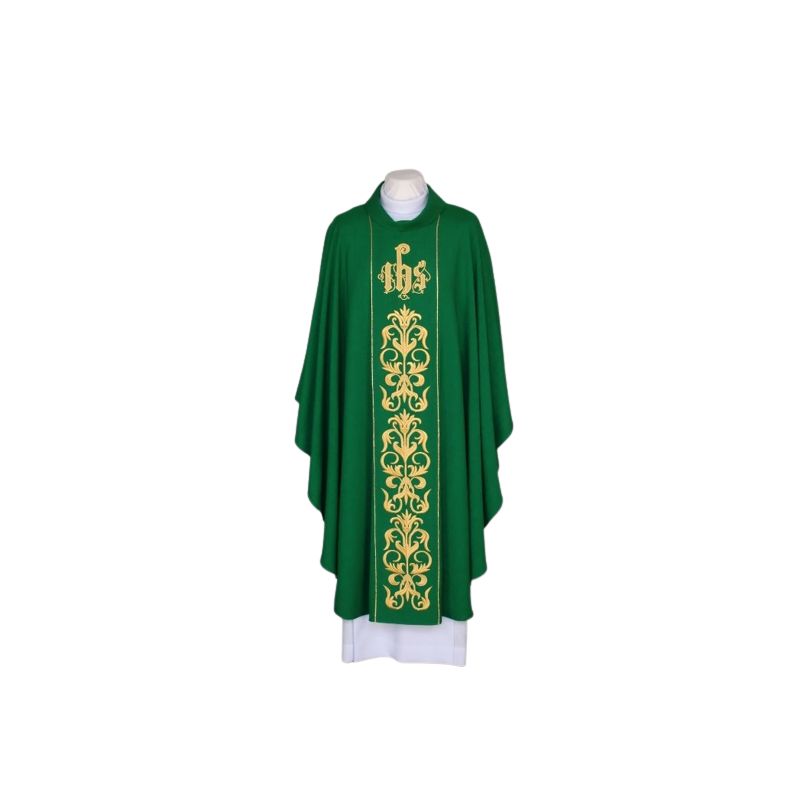 Ornat zielony haftowany - IHS (26) - Ornat zielony haftowany - IHS (26)