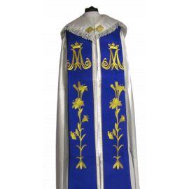 Kapa haftowana maryjna - srebrny brokat (87) - KAPY LITURGICZNE